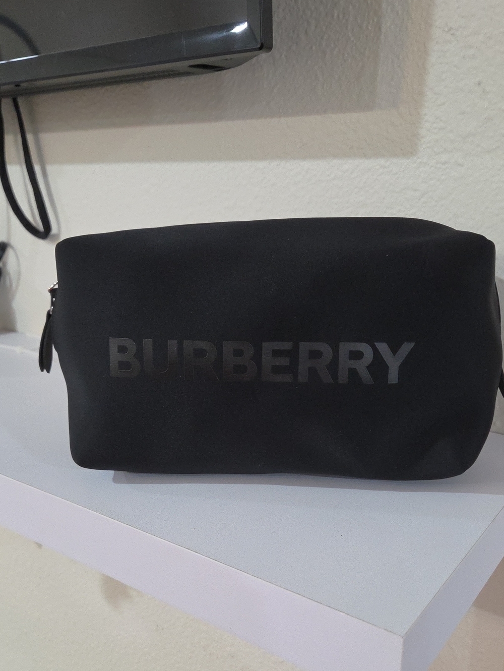 Burberry Black Embossed Logo Toiletry Pouch